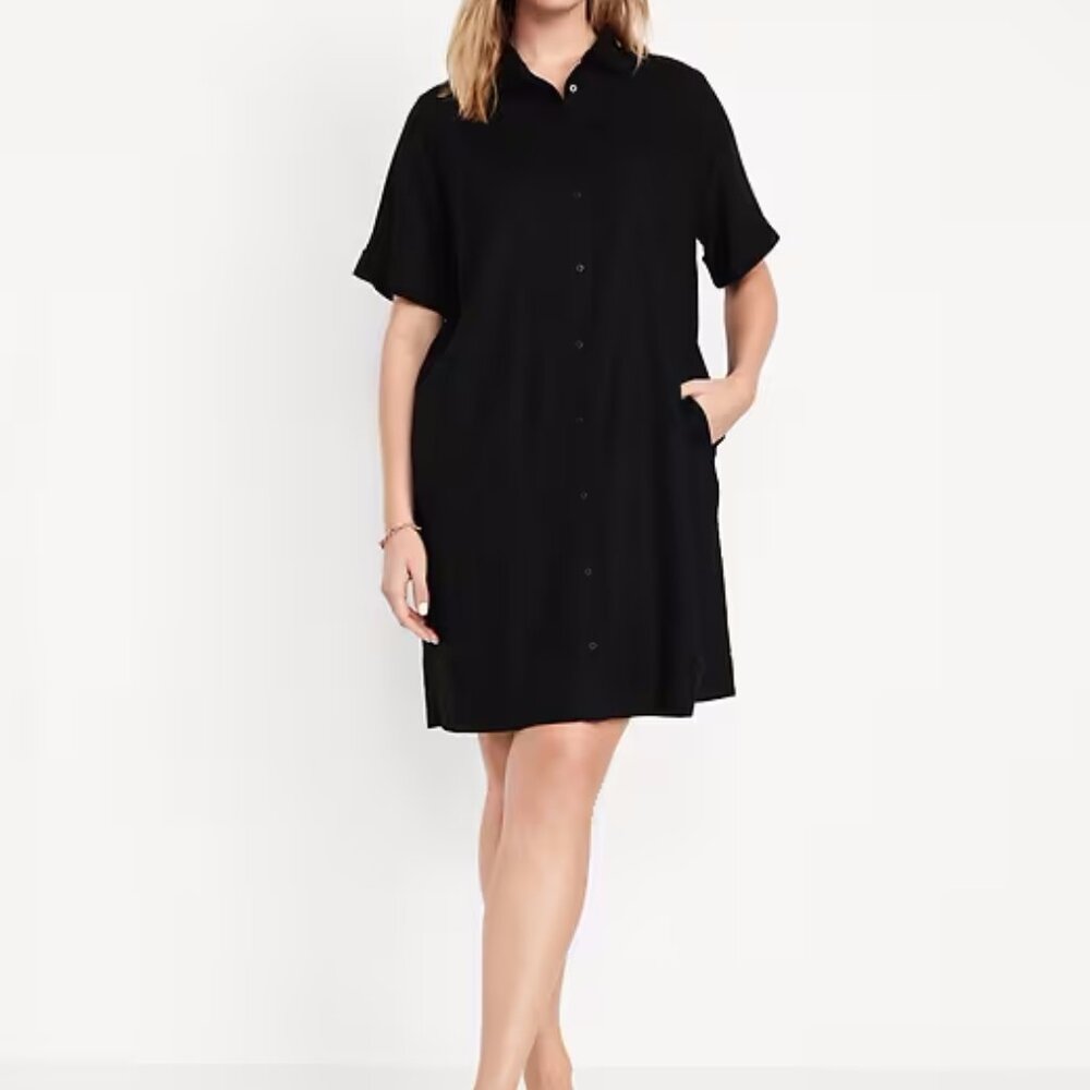 Old Navy Black Linen Dress - Picture 3 of 4